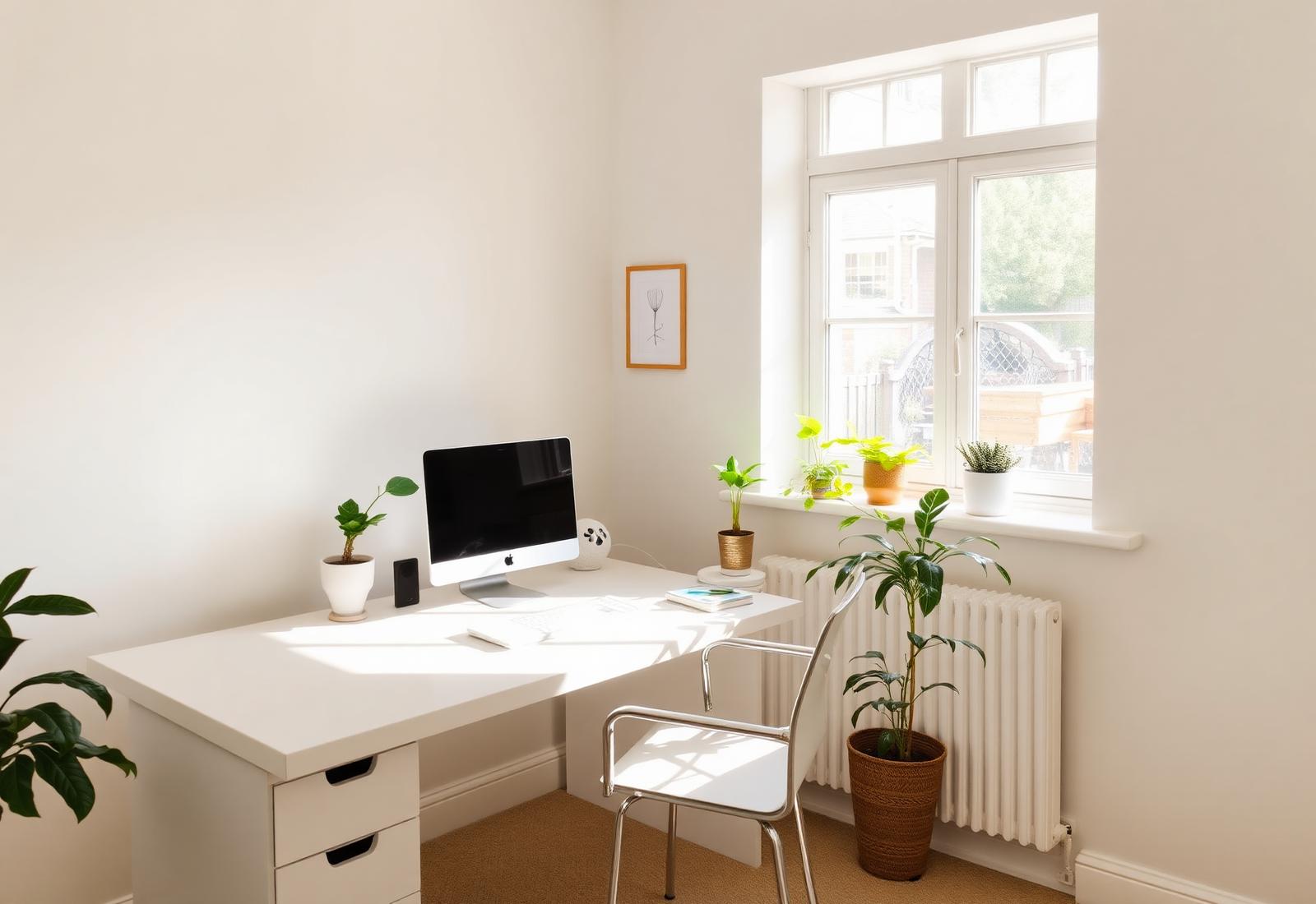 Calm sunlit home workspace in Brighton